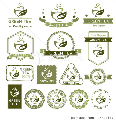 Tea labels set. Green tea badges collection. Tea labels set. Green tea badges collection. 25874155