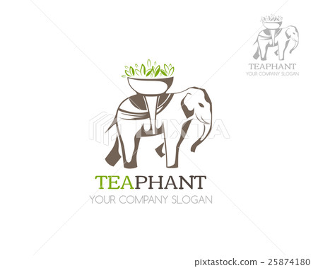 Elephant with tea leaves logo. 25874180