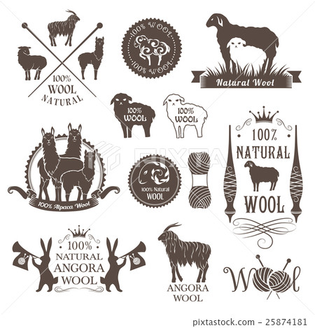 Wool labels and design elements. 25874181