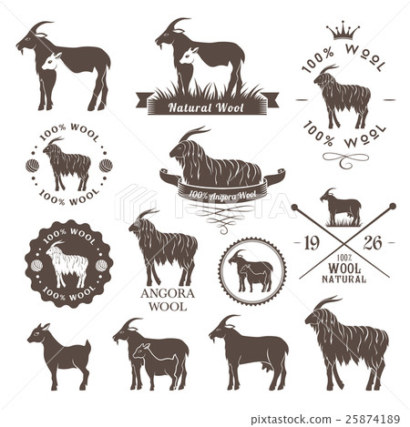 Angora goat emblems collection. 25874189
