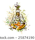 Asian monk in lotus pose with teapot. 25874190