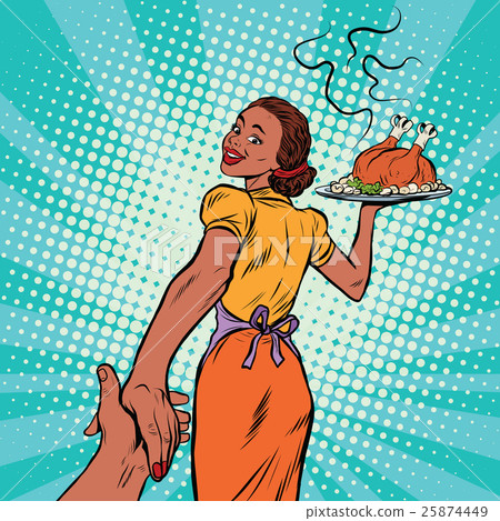 follow me African-American housewife with roast 25874449