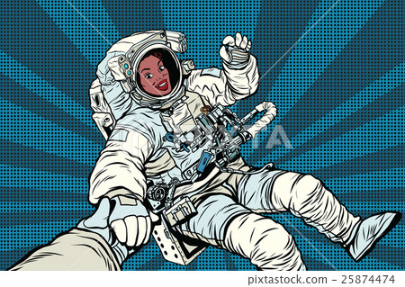 Woman astronaut African American gesture OK 25874474