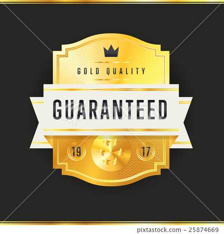 Gold badge with black text vector isolated Gold badge with black text vector isolated 25874669