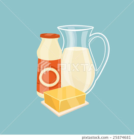 Dairy products isolated on blue background 25874681