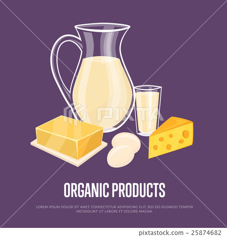 Organic products banner with dairy composition 25874682