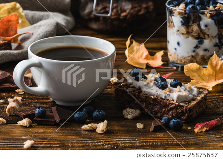 Coffee Cup and Blueberry Toast Coffee Cup and Blueberry Toast 25875637