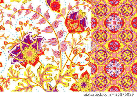 Seamless floral patterns set. Vintage flowers 25876059