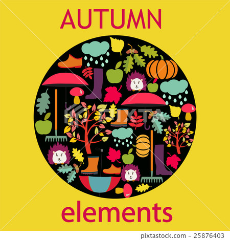 cartoon autumn elements Cute design cartoon autumn elements Cute design 25876403