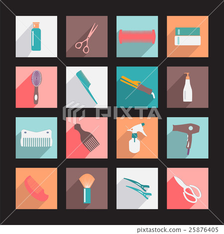 haircutting tool Flat icons  Beauty salon 25876405