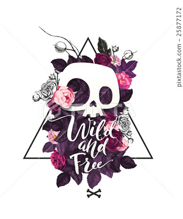 Fashion illustration with cartoon skull & roses 25877172