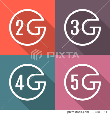Icon of different generations mobile communication Icon of different generations mobile communication 25881161