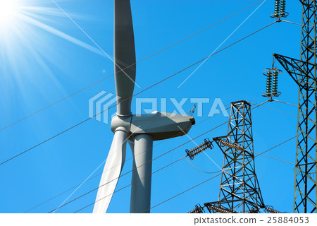 Wind Turbine with Power Line Wind Turbine with Power Line 25884053