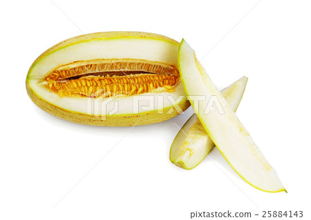 Melon with cut isolated on white background. 25884143