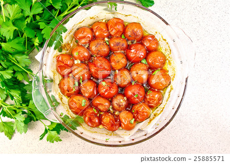 Tomatoes baked on table top 25885571