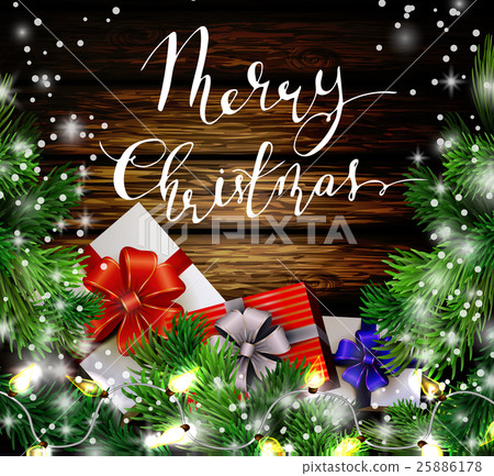 Christmas New Year design wooden background 25886178