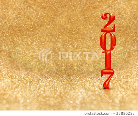 happy new year 2017 (3d) red color at golden 25886253