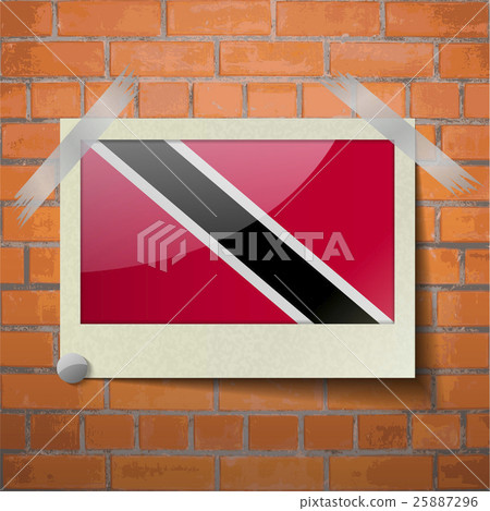 Flags Trinidad and Toba scotch taped to a red bric 25887296