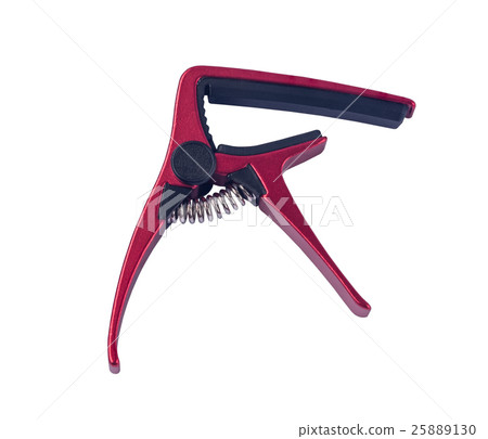 Guitar red capo on white background , close up Guitar red capo on white background , close up 25889130
