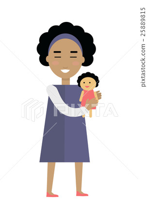 Girl with Doll Vector Illustration in Flat Design Girl with Doll Vector Illustration in Flat Design 25889815