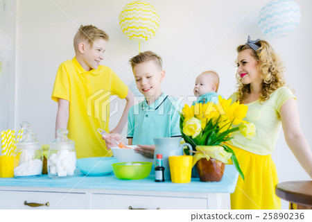 The family makes baking in the kitchen 25890236