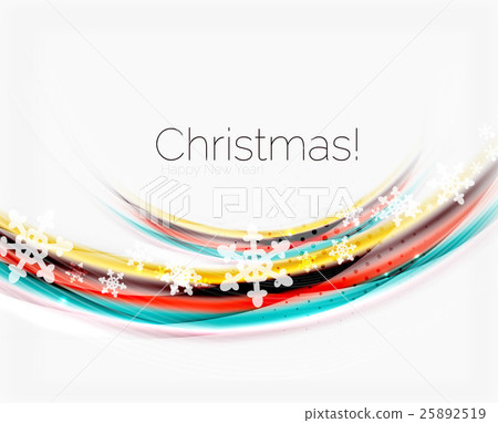 Color wave line with snowflakes, winter vector 25892519