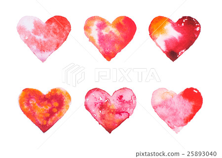 Watercolor painted red heart hand drawn - Stock Illustration [25893040 ...