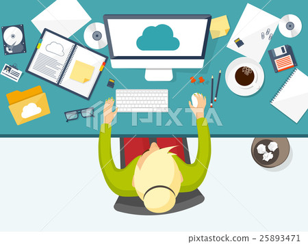 Vector illustration. Workplace, table with 25893471