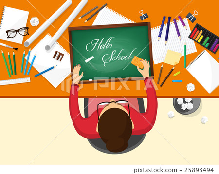 Back to school flat background. Online education Back to school flat background. Online education 25893494