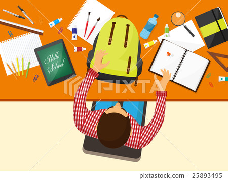Back to school flat background. Online education Back to school flat background. Online education 25893495