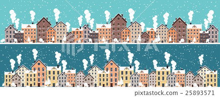 Vector illustration. Winter urban landscape. City - Stock Illustration ...
