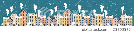 Vector illustration. Winter urban landscape. City - Stock Illustration ...