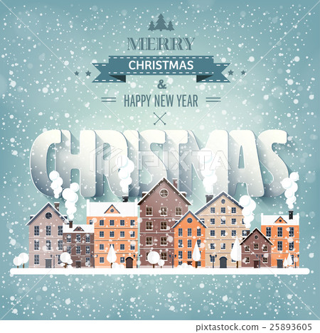 Vector illustration. Winter urban landscape. City - Stock Illustration ...