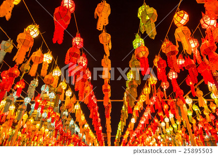 Colorful Lamp and lantern in Loi Krathong  25895503