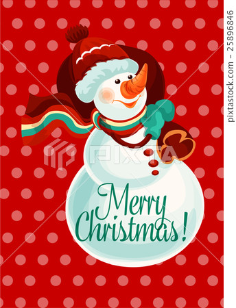 Christmas snowman with gift bag for card design 25896846