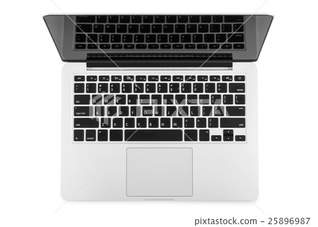 Top view of modern retina laptop isolated on white background, c Top view of modern retina laptop isolated on white background, c 25896987