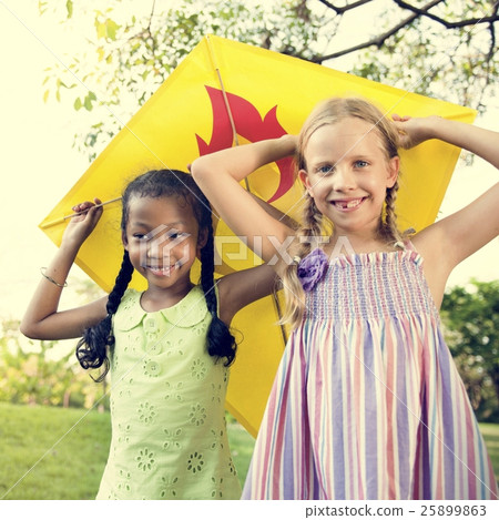 Kite Kid Child Casual Cheerful Leisure Outdoors Concept 25899863