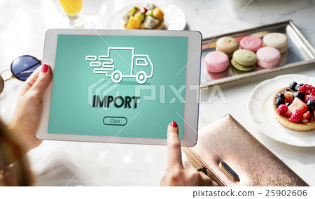 Import Export Shipment Truck Graphic Concept Import Export Shipment Truck Graphic Concept 25902606