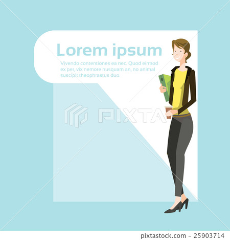 Businesswoman Smile, Standing Hold Folder Full Businesswoman Smile, Standing Hold Folder Full 25903714