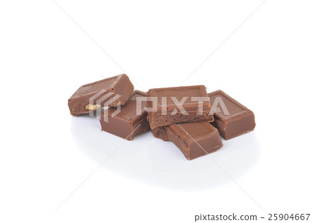 chocolate pieces on white background chocolate pieces on white background 25904667