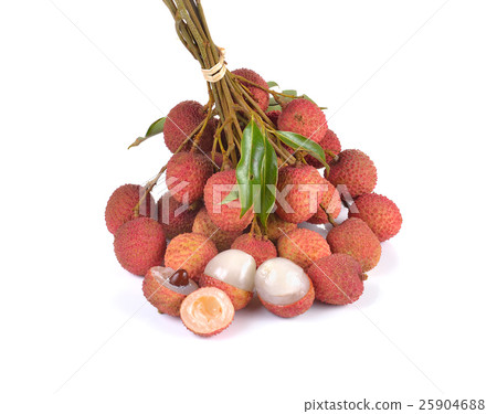 fresh lychees on white background fresh lychees on white background 25904688