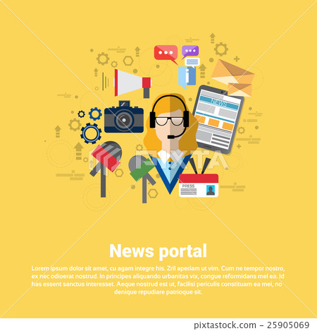 News Internet Portal Application Web Banner Stock Illustration