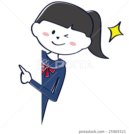 穿著水手服的學生女人的上半身看著並眨了眨眼睛 25905521