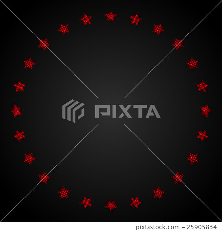 Frame Red Sequin Stars Around Circle Frame Red Sequin Stars Around Circle 25905834