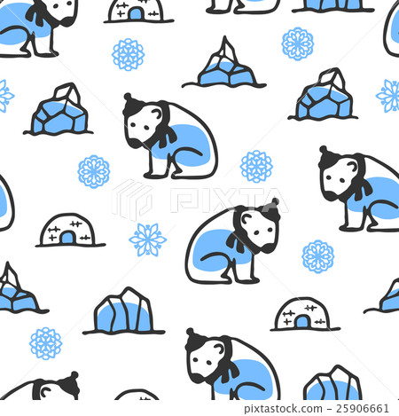 Seamless pattern with cute doodle polar bear Seamless pattern with cute doodle polar bear 25906661