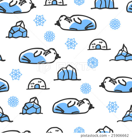 Seamless pattern with cute doodle walrus Seamless pattern with cute doodle walrus 25906662