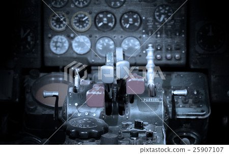 Center console and throttles in airplane Center console and throttles in airplane 25907107