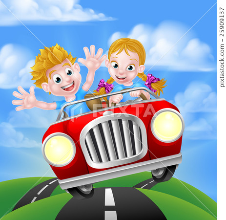 Cartoon Characters Driving Car Cartoon Characters Driving Car 25909137