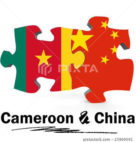 China and Cameroon flags in puzzle 25909591