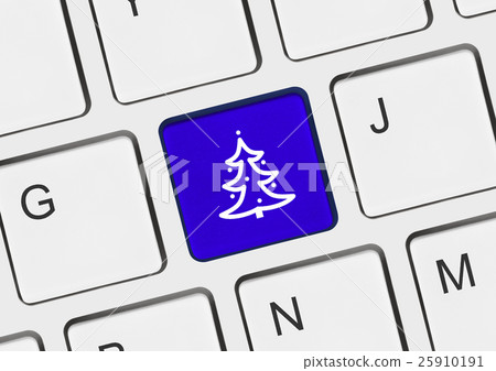 Computer keyboard with Christmas tree key 25910191